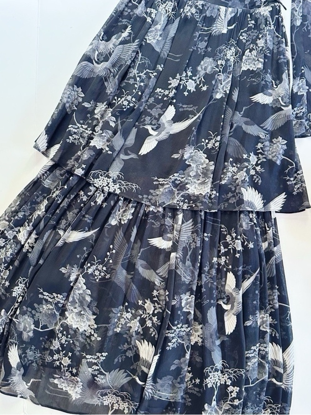 NEW All Saints Women’s Devyn Peggy Floral Print Long Sleeve Maxi Dress Black 0 - Picture 7 of 11